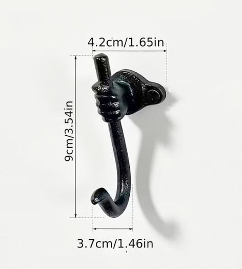 Black Cast Iron Hand Wall Hook (new).