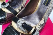 Rockin Reptile Brown Leather Heels Sz 40 (Fit 6.5 -7UK) - Rrp 189