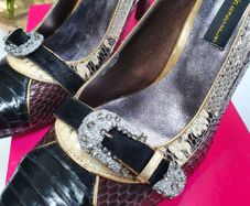 Rockin Reptile Brown Leather Heels Sz 40 (Fit 6.5 -7UK) - Rrp 189