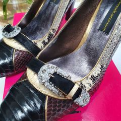 Rockin Reptile Brown Leather Heels Sz 40 (Fit 6.5 -7UK) - Rrp 189