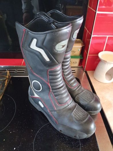motorbike boots and helmet