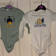 Two wild baby vests 2-6 months