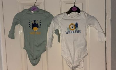 Two wild baby vests 2-6 months