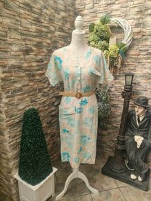 Italian Privilegio Beige and blue floral dress