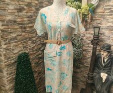 Italian Privilegio Beige and blue floral dress