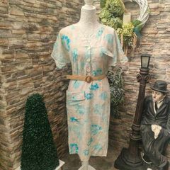 Italian Privilegio Beige and blue floral dress