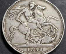 1889 Queen Victoria Silver Crown coin