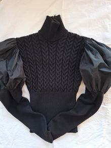 Max Mara turtleneck Sweater with taffeta puff sleeves