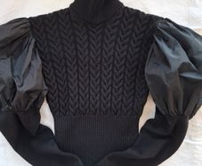 Max Mara turtleneck Sweater with taffeta puff sleeves