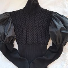 Max Mara turtleneck Sweater with taffeta puff sleeves