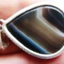 Vintage Botswana Agate 925 Sterling Silver Pendant Drop Shape length 1,6" - 10,7g Image 5