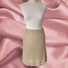 Vintage 1990s Y2K A-Wear gold crochet mini skirt S M boho Irish brand