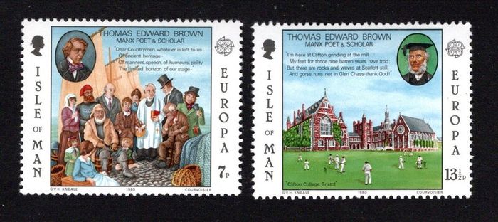 1980 Isle of Man Europa: Personalities Commemorative Stamps Mint Never Hinged (MNH)