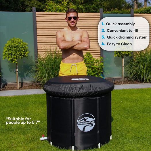 350L Inflatable Ice Bath, Portable Cold Plunge Tub with 3-Layer Insulation, Leak-Proof Design, Lid & Cover, Drain Valve, Cold Water Therapy