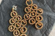 Gold Coloured Crystal Drop Earrings