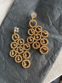 Gold Coloured Crystal Drop Earrings