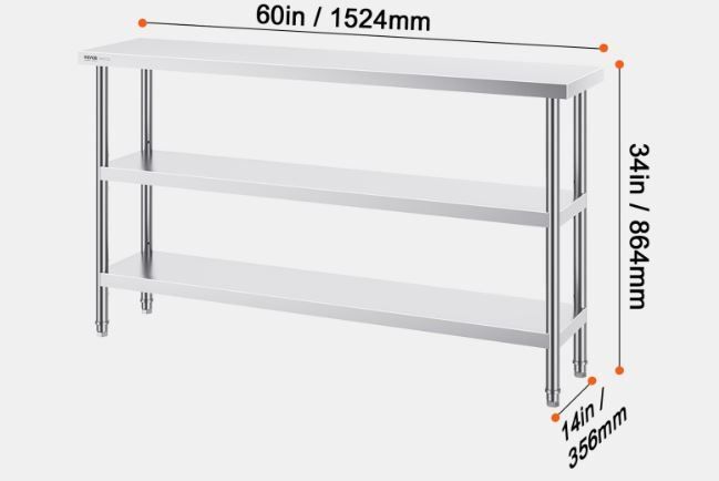 Stainless Steel Food Prep Table 35.6x152.4 cm