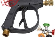 NEW SALE | High Pressure Washer Gun with 5Pcs Spray Nozzles, 4350 PSI 1/4" Quick Release Car Washer Gun, Power Short Spray Gun M22 Metric Thread for Car Cleaning