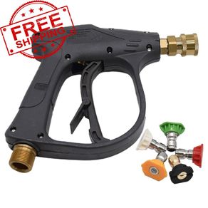 NEW SALE | High Pressure Washer Gun with 5Pcs Spray Nozzles, 4350 PSI 1/4" Quick Release Car Washer Gun, Power Short Spray Gun M22 Metric Thread for Car Cleaning