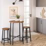 _Set of 2 Bar Stools Kitchen Chairs with Sturdy Steel Frame Height 65 cm Round Easy Assembly Industrial Style Greige-Black Image 2
