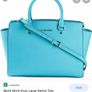 Michael Kors Selma Satchel Saffiano Leather Blue Teal Turquoise Image 2