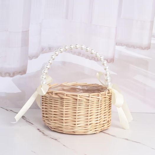 Brand New Wicker Flower Girl Baskets Handmade Rattan with Handles