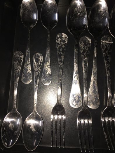 Set cutlery knife fork spoon and tea spoon