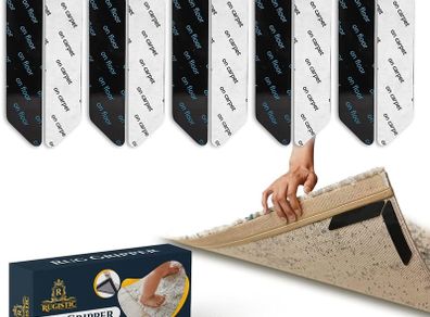 10 Pcs Non Slip Reusable Rug Grippers for Laminate & Wooden floor - Washable Anti Slip Rug Underlay Carpet Grippers Strips - Compatible with Hard, Tiled, Marble Floors