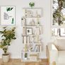 Geometric Bookcase, S Shaped Bookshelf 6-Tier Book Shelves for Bedroom, Modern Wood Decorative Display Shelf Tall Book Case for Home Office, Gold and White Image 2