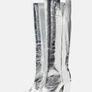 Zara Leather Block Heel Knee-high Boots Silver Image 2