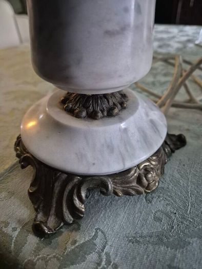 Mid Century Vintage Retro Marble gold ornate metal lamp base