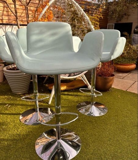 Luxury Italian Barstool in Aqua Blue - 3 of 3 - Swivel and Adjustable