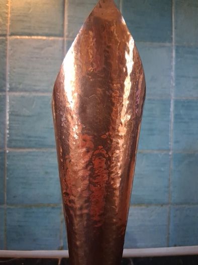 Tall solid Copper Arts and Crafts hammered Vase