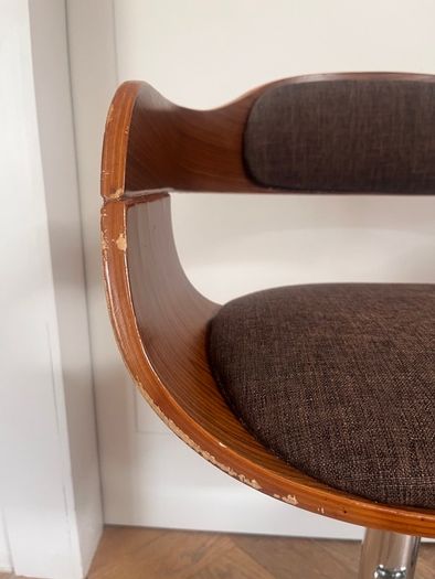 KARE Design Monaco Bar Stools, Pair, Walnut & Chrome, Adjustable