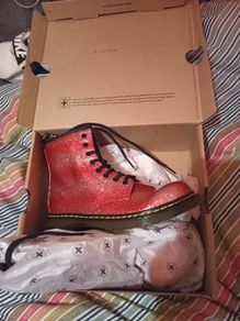 Dr Martens 1460 glitter geranium red, uk2