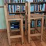 2 Rustic Pine Square Seat High Stools - great condition Image 5