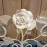 Decorative Candle / Nightlight Holders: metallic with rose/flower & leaf detail.. Image 3