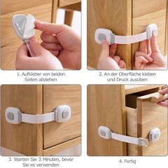 Premium Baby Cabinet Lock, Pack of 6 Child Safety for Cupboard, Drawers, Refrigerator, Toilet Seat with Strong Adhesive, No Drilling Required Cupboard Lock