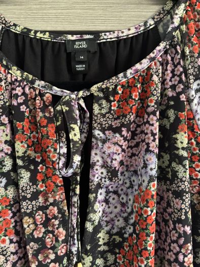 River Island Floral Tiered Dress (uk: 14)