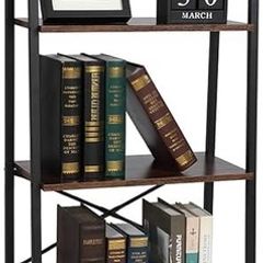 Ladder Shelf, 5-Tier Industrial Ladder Bookcase, Ladder Bookshelf Bookcase for Living Room, Office, Rustic Brown and Black, 56x32x172cm