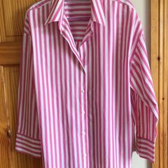 Zara Ladies 100% Cotton Pink and White  Casual Candy Stripe Shirt Blouse XL Uk 20/22 includes Postage