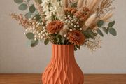 3D Printed Terracotta Vase for Modern Decor, Artificial and Dried Flowers