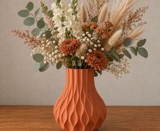 3D Printed Terracotta Vase for Modern Decor, Artificial and Dried Flowers