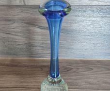 Vintage Glass Vase Blue 1960s Single Stem Blue Control Vase