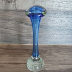 Vintage Glass Vase Blue 1960s Single Stem Blue Control Vase