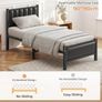 Single Bed Frame with Upholstered Headboard, 3ft Metal Beds with Sturdy Steel Slats Support Platform, Black Single Bed with Storage, Noise Free, Easy Assembly, No Box Spring Needed Image 4