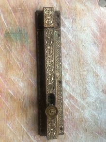 Antique door sliding bolt 1876, a Kenrick & sons bronze/brass door bolt