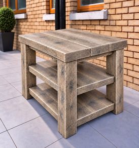 Aged Driftwood Style Compact Kitchen Island