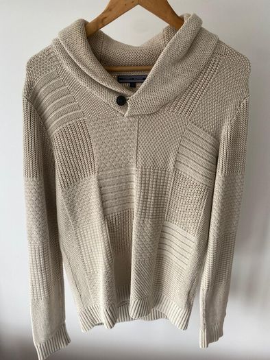 Tommy Hilfiger Shawl Collar Patchwork Sweater