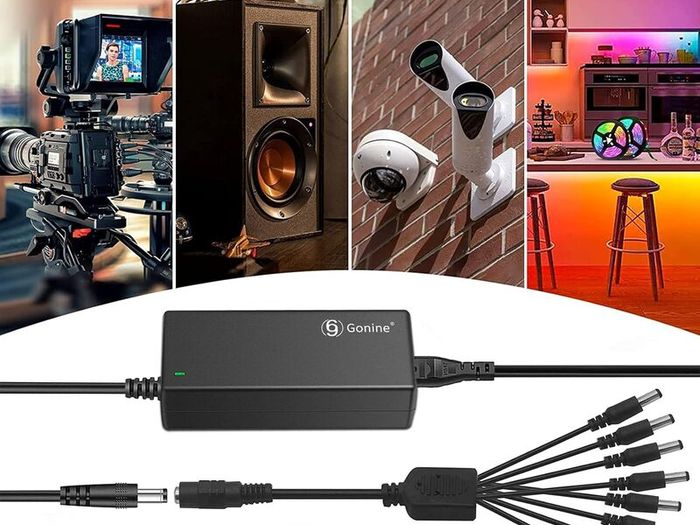 12V 5A 60W Security Camera Power Adapter 100V-240V AC to DC with 8-Way Power Splitter Cable Power Supply for CCTV Security Camera DVR, LED Strip Lights